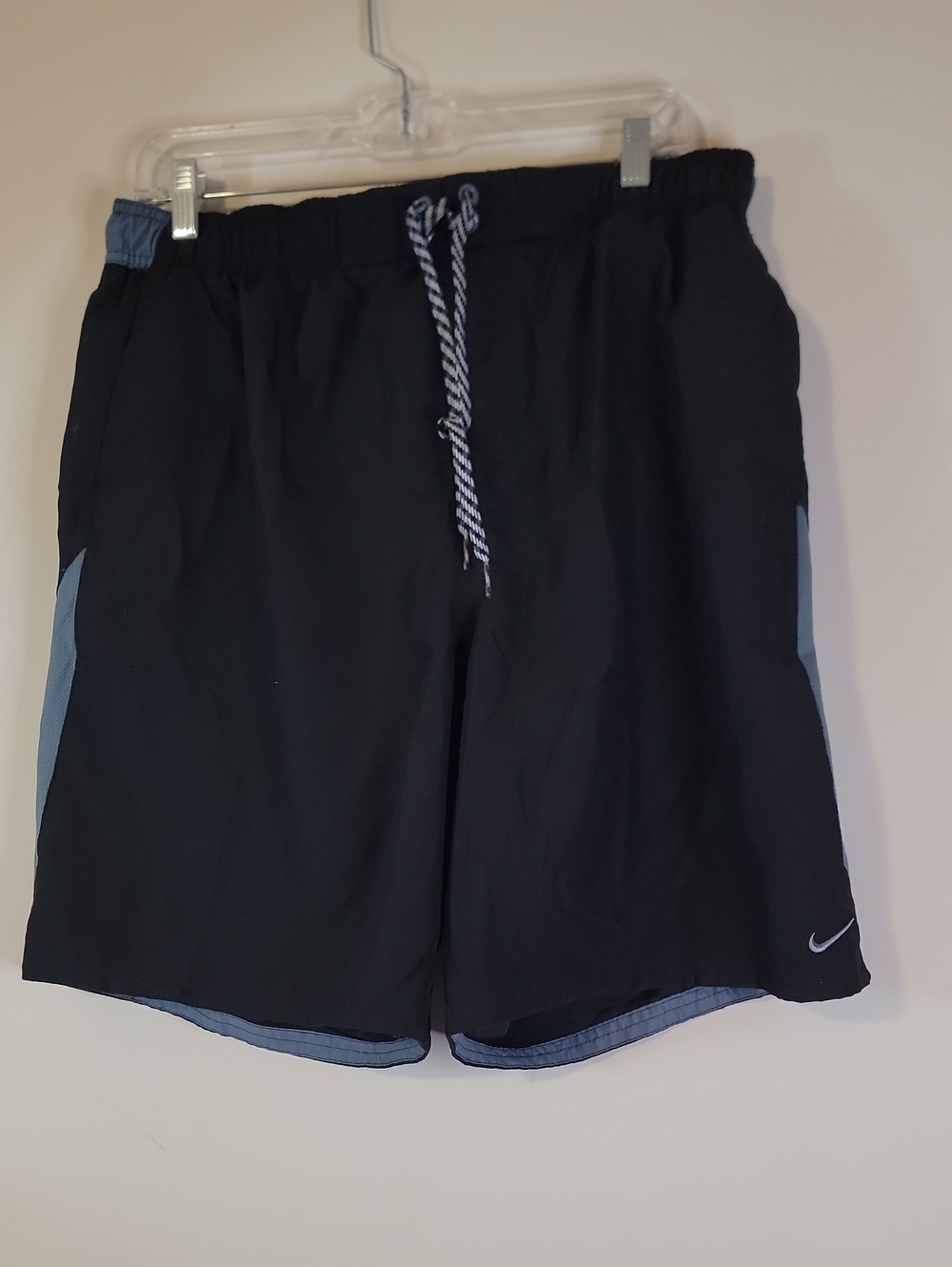 Nike Black Shorts with Light Blue Trim and Drawcord